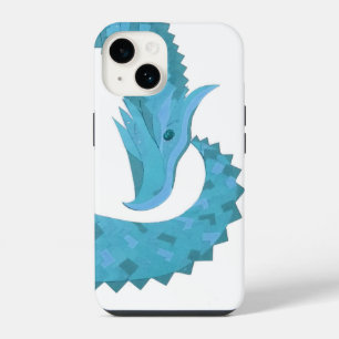 Teal heart dragon on white iPhone 14 case