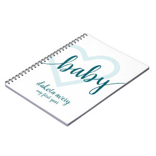 Teal Heart   Emerald Green Pregnancy Scrapbook Notebook