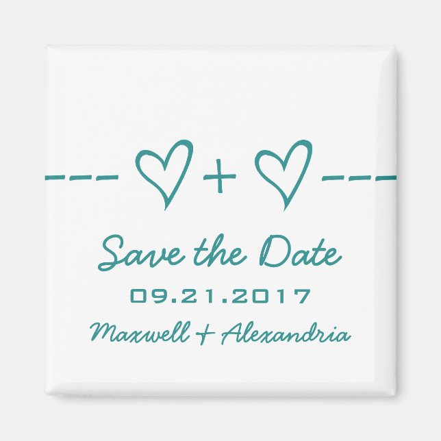 Teal Heart Equation Save the Date Magnet (Front)