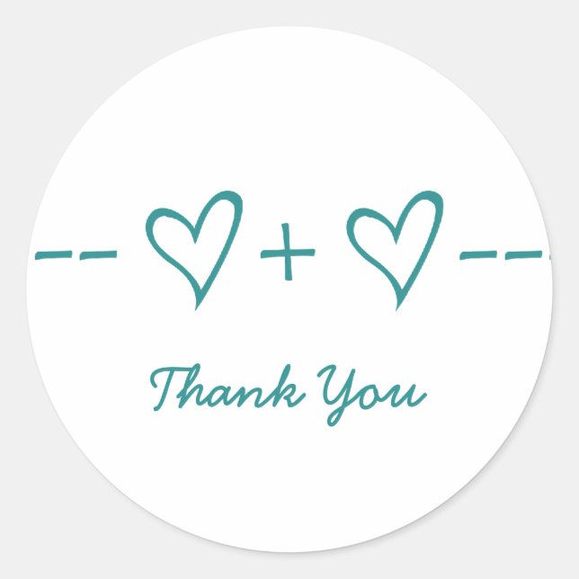 Teal Heart Equation Thank You Stickers (Front)