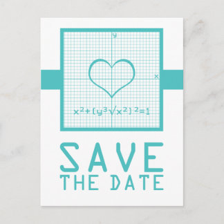 Teal Heart Math Graph Save the Date Postcard