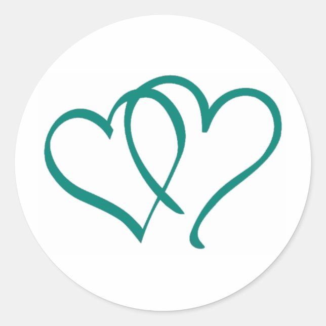 Teal Hearts Classic Round Sticker (Front)