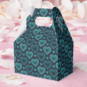 Teal Hearts Favor Box