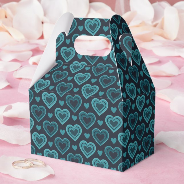 Teal Hearts Favor Box (Wedding)