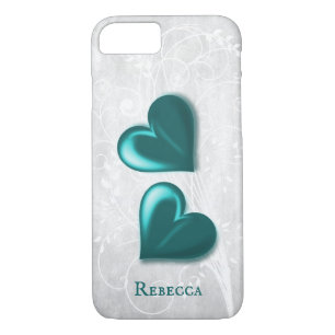 Teal Hearts Personalized Case-Mate iPhone Case