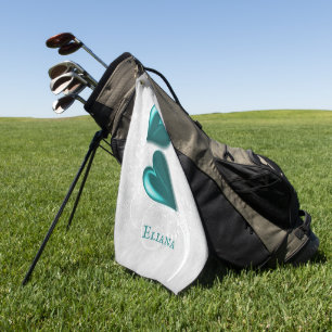 Teal Hearts Personalized Golf Towel