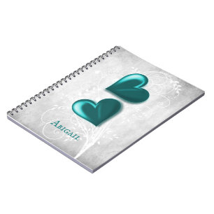 Teal Hearts Personalized Notebook