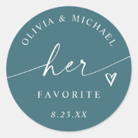 Teal Her Favourite Script Wedding Treat Bag
