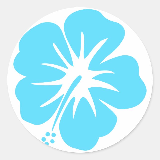 Teal Hibiscus Classic Round Sticker (Front)