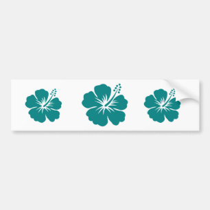 Teal hibiscus flower bumper sticker
