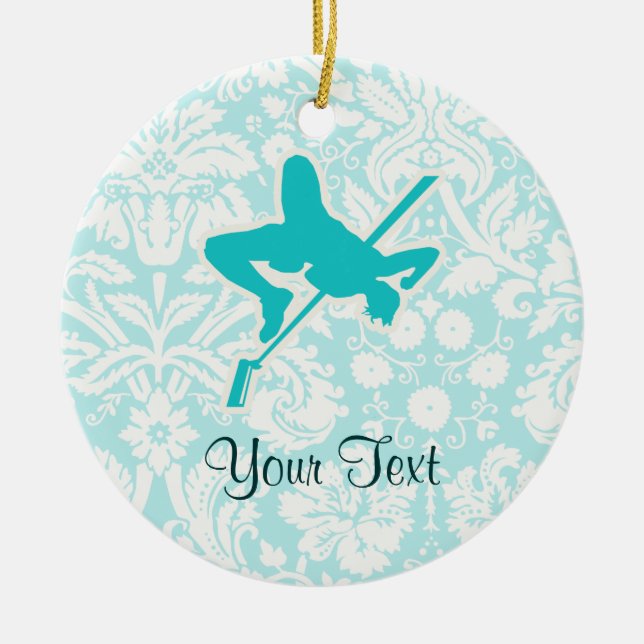 Teal High Jump Ceramic Ornament (Front)