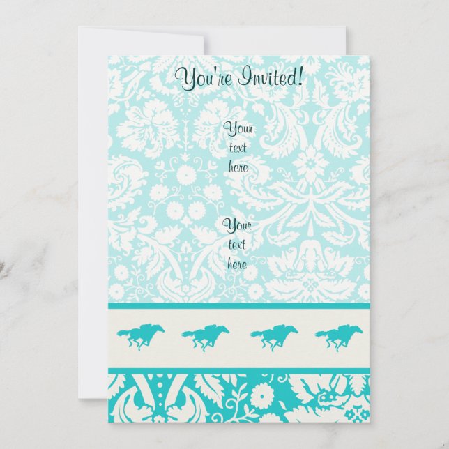 Teal Horse Racing Invitation (Front)