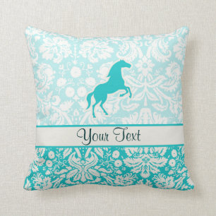 Teal Horse Throw Pillow