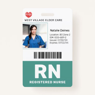 Teal   Hospital Medical Employee Photo ID Badge