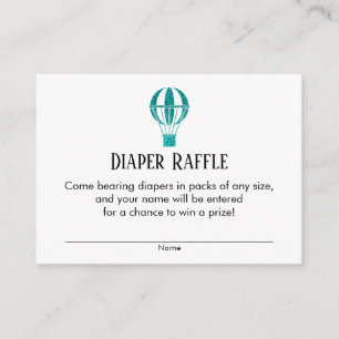 Teal Hot Air Balloon Diaper Raffle Ticket Cards