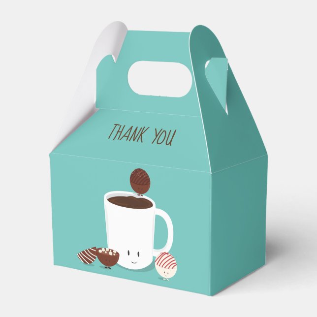 Teal Hot Chocolate Bomb Party Favor Box (Front Side)