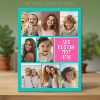 Teal Hot Pink Instagram 8 Photo Collage and Text