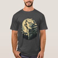 Teal Howling Wolf Moon Art