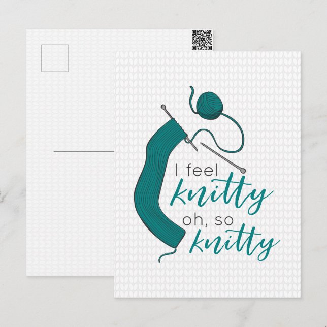 Teal I Feel Knitty Postcard (Front/Back)