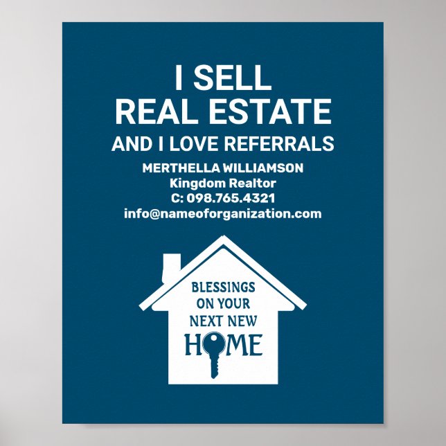 Teal I SELL REAL ESTATE LOVE REFERRALS Realtor Poster (Front)