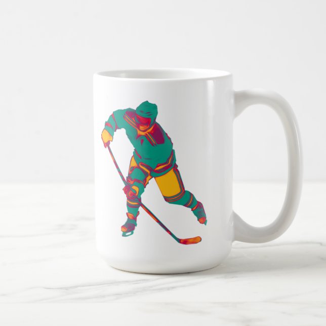 Teal Ice Hockey Player, Personalized Mug (Right)
