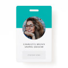 Teal ID Card | Modern Corporate Photo Name Logo QR