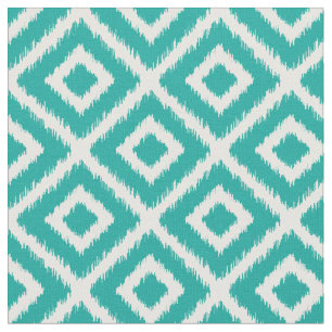 Teal Ikat Diamonds Fabric