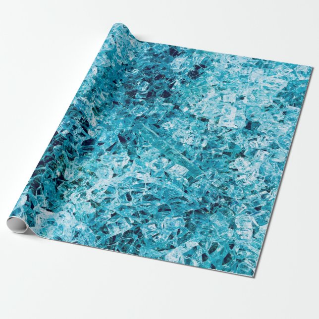 Teal illustration wrapping paper (Unrolled)