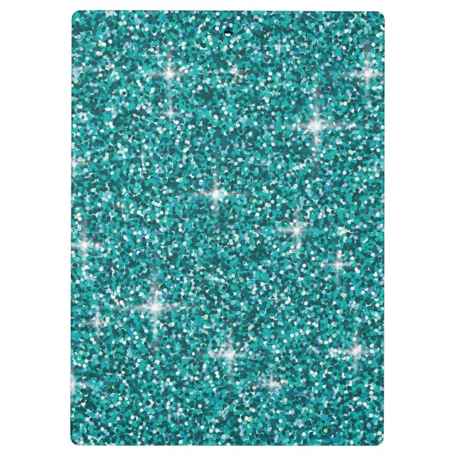 Teal iridescent glitter clipboard (Back)