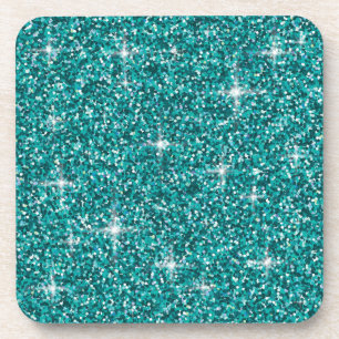 Teal iridescent glitter coaster
