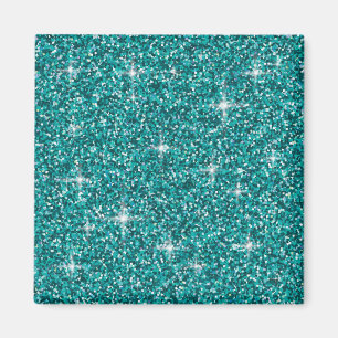 Teal iridescent glitter magnet