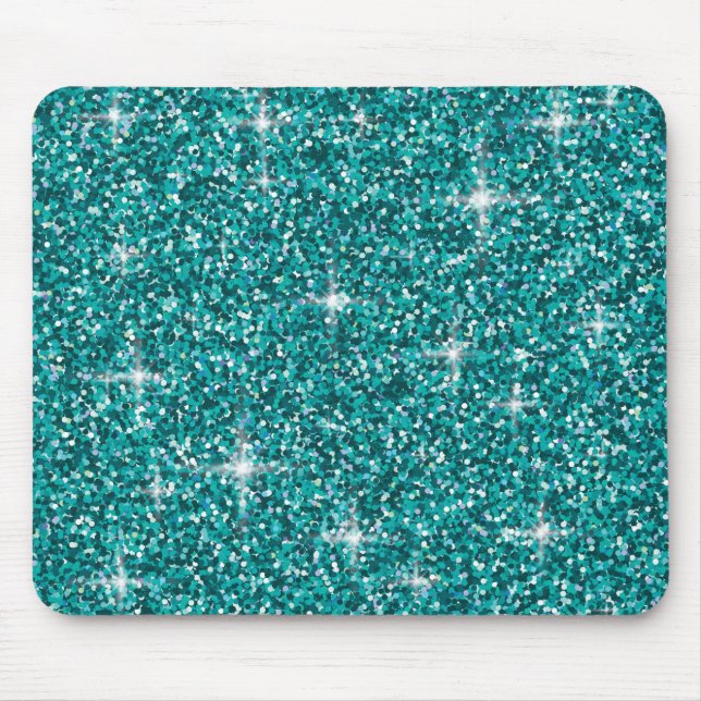 Teal iridescent glitter mouse pad (Front)