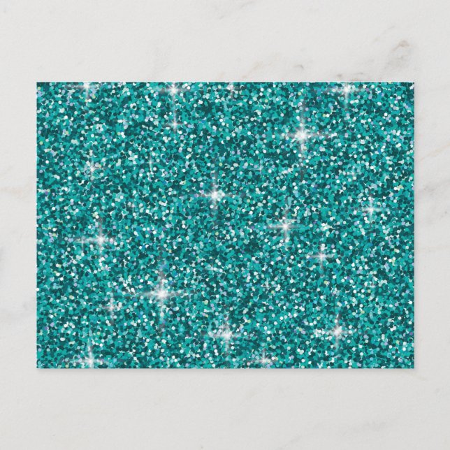 Teal iridescent glitter postcard (Front)