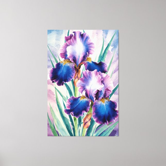 *~* Teal Iris  Flower Artsy Iris Painting AP84 Canvas Print (Front)
