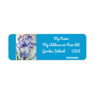 Teal Iris Watercolour Return Address Labels