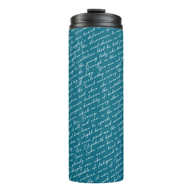 Teal Jane Austen Pride Prejudice Netherfield Ball Thermal Tumbler (Front)