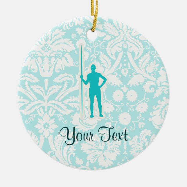 Teal Javelin Throw Ceramic Ornament (Front)