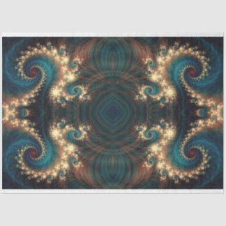 Teal Jewel Fractal Abstract 2 Decoupage Tissue Paper