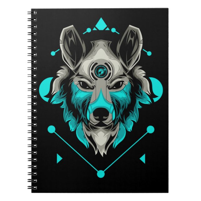 Teal Jewel Wolf Notebook (Front)