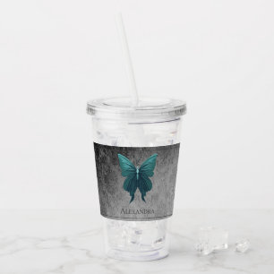 Teal Jewelled Butterfly Acrylic Tumbler