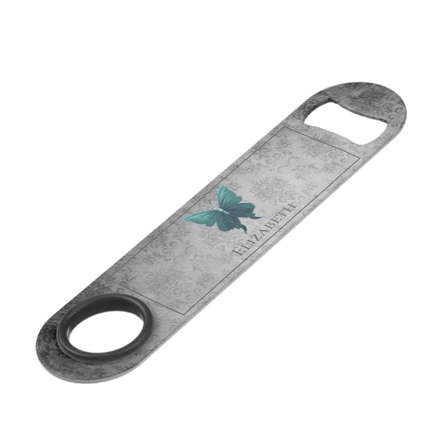 Teal Jewelled Butterfly Bar Key (Front Angled)
