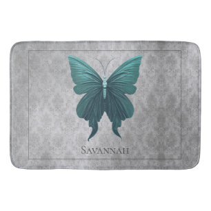 Teal Jewelled Butterfly Bath Mat