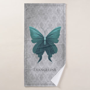 Teal Jewelled Butterfly Bath Towel Set