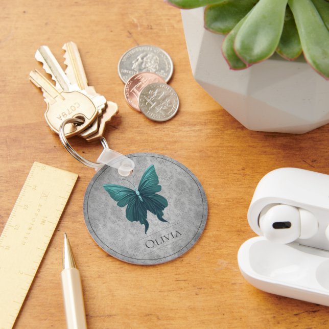 Teal Jewelled Butterfly Keychain (Desk)