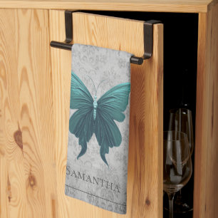 Teal Jewelled Butterfly Kitchen Towel
