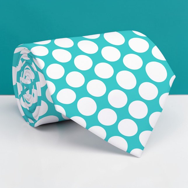 Teal Jumbo Polka Dots Custom Necktie (Creator Uploaded)