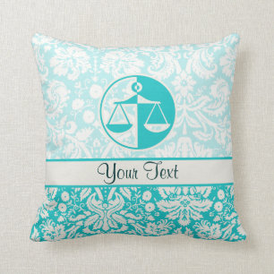 Teal Justice Scales Throw Pillow