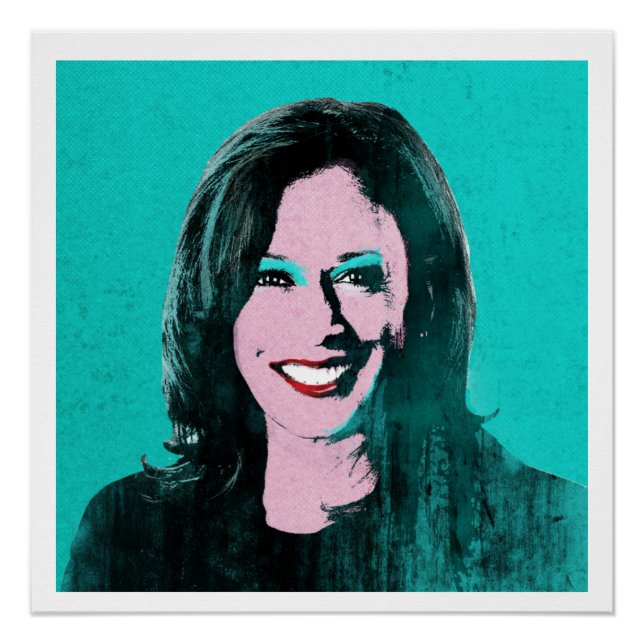 Teal Kamala Harris Pop Art Poster (Front)