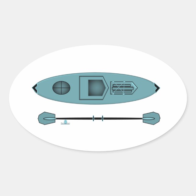 Teal Kayak Oval Sticker (Front)