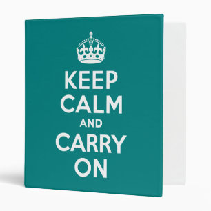 Teal Keep Calm and Carry On Binder